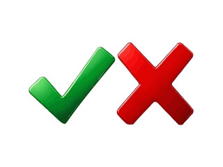 Obraz premium Title Green check mark and red cross icons for approval and rejection 