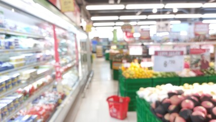 Fresh groceries displayed in a vibrant supermarket aisle