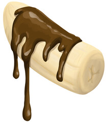 melted chocolate dripping on banana