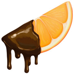 Orange with chocolate fondue dip
