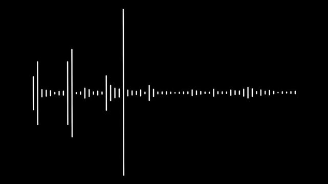 Audio Waveform line waveform animation on a black screen background. Frequency vibration and dynamic motion respond perfectly to rhythm, ideal for podcast intro, radio broadcast, and music visualizer