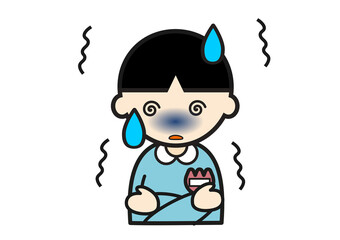 悪寒を感じる幼稚園児の男の子