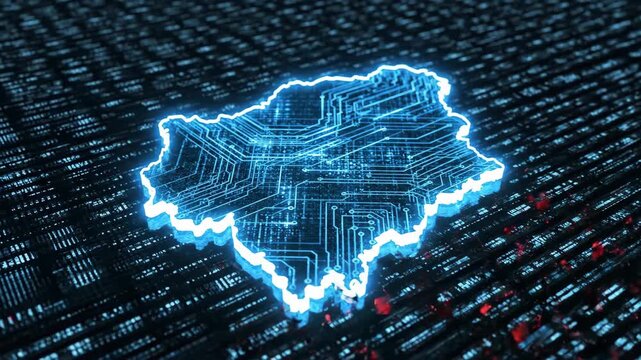 A stunning display unfolds as a digital map evolves, exploding into vibrant shapes and colors. This transformation captures the mesmerizing blend of technology and creativity in a unique setting.