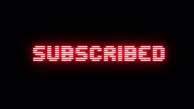 'Subscribed' LED Dot-Matrix Animation. Looping Retro Neon Text for YouTube, Twitch, and Streaming