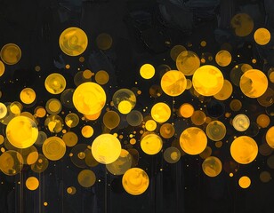 Abstract depiction of luminous yellow orbs against a textured black backdrop