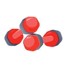 Two Red Dumbbells With Gray Accents On A White Background Representing Fitness And Weightlifting