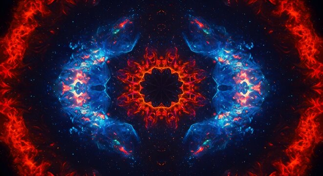 Vibrant Cosmic Fractal Mandala of Nebula and Stars