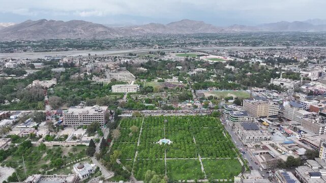 Silk road heritage at Sirajul e Marat Garden in Jalalabad, Afghanistan. Drone Aerial