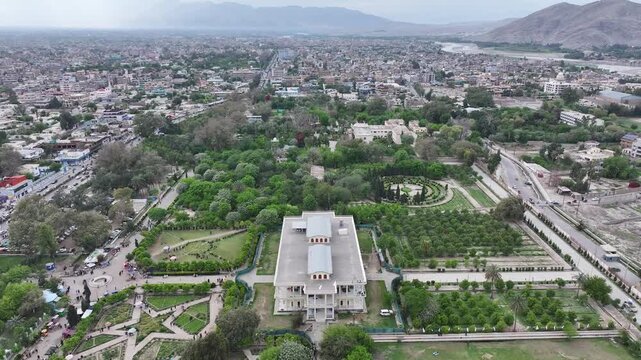 Sirajul e Marat Garden Drone Aerial in Jalalabad, Afghanistan. Silk road heritage