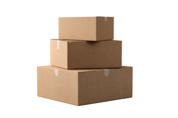 Stacked Cardboard Boxes With Transparent Background Isolated on Black