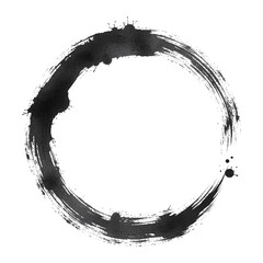 Abstract Textured Circular Brush Stroke With Rough Edges On A Void Space