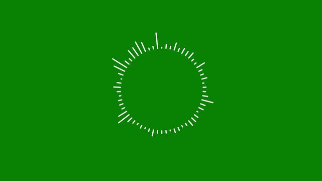 Glowing circle audio spectrum visualizer animation on chroma key green background. Dynamic sound wave reacts to music beats for podcast intro, radio broadcast, and sound visual design seamless loop