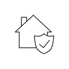 Obraz premium Secure Smart Home Protection Outline Vector Icon
