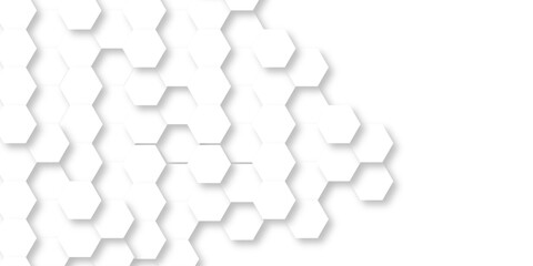 Abstract white hexagon concept background. Seamless bright white abstract honeycomb. Technology for design element vector abstract background.	
