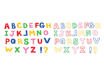 カラフルでポップな手描きのアルファベット
