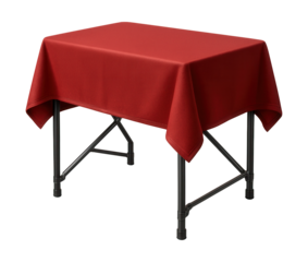 A portable table with fabric cover for pop-up bakery stands at garage sales.