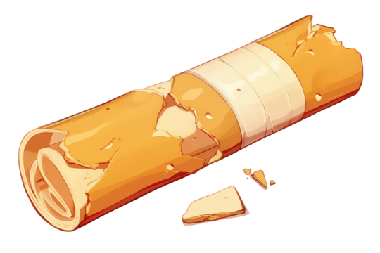 Pixelated Torn Paper Scroll With Bandage on Transparent Black Background