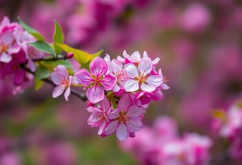 Obraz premium Vibrant spring blossoms, soft focus, bokeh effect, floral, buds