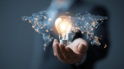 Bright idea illuminating the connected world, inspiring global innovation and strategic business growth opportunities