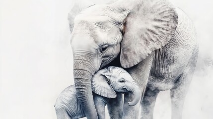 A detailed profile close up of a large grey wild elephant with a prominent trunk and ivory tusk showcasing the textured skin and big ear of this majestic safari mammal in nature