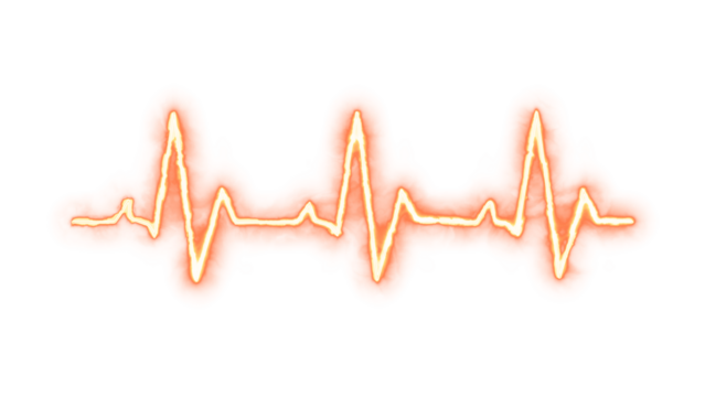 Heartbeat Line on ECG Vector Illustration – Glowing Pulse Waveform Symbol on Transparent Background for Modern Medical and Healthcare Design