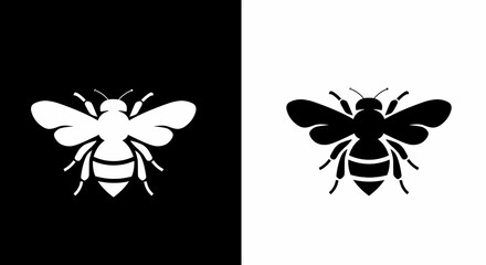 Bee Silhouette Monochrome Graphic Design Element for Symbol or Logo