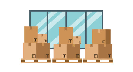 Cardboard boxes on pallets ready for shipping or storage in warehouse, showcasing logistics and supply chain solutions for your business needs