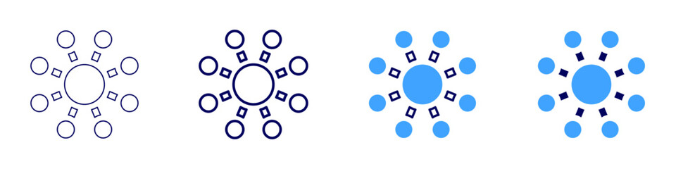 Connect API icon in 4 different styles. Thin Line, Line, Bold Line, Duotone. Duotone style. Editable stroke