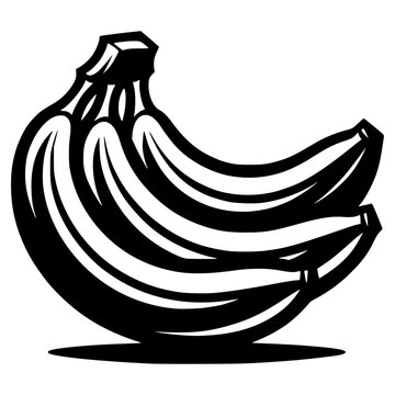 black and white bananas bunch clip art preview