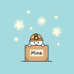 Cute cartoon miner character with stars in a whimsical design