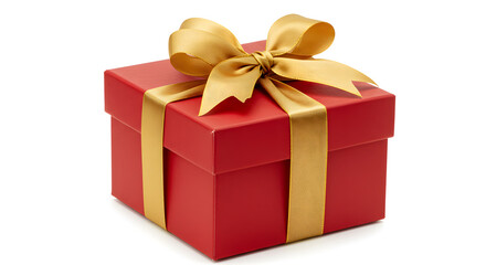 Obraz premium Red gift box with ribbon and bow isolated on a white background