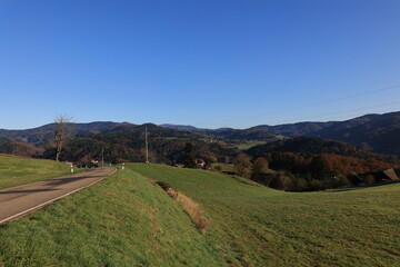 Naklejka premium Sonniger Herbsttag bei Steinen im Hochschwarzwald 