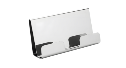 Sleek metal business card holder isolated on transparent background, perfect for showcasing professionalism and organization in a modern office setting