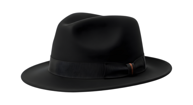 Black fedora hat isolated on transparent background, a stylish accessory for any occasion, perfect for adding a touch of sophistication and elegance to your look