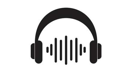 Black background headphones music icon vector illustration