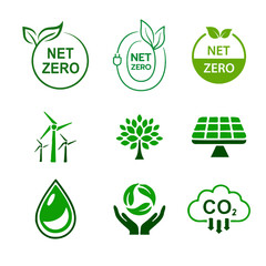 Net zero icon set