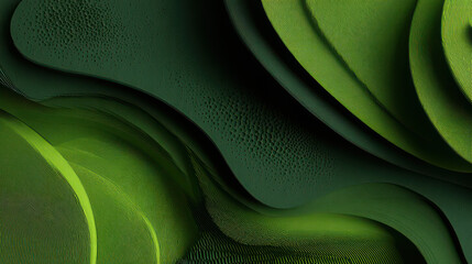 Abstract gradient green layered background with textured lines and smooth curves, creating modern and dynamic pattern with sense of depth and movement