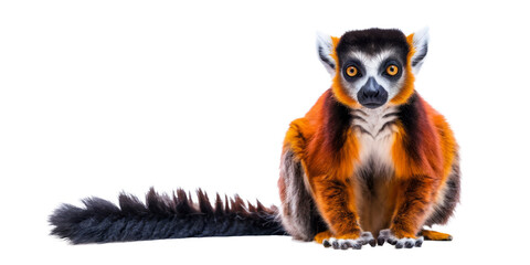 red ruffed lemur isolated on transparent background.