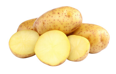 fresh potatoes isolated on white background