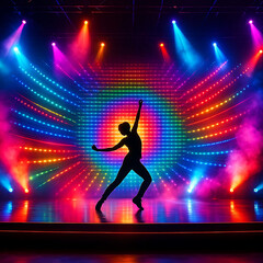 Silhouette Dancer in Vibrant Lights