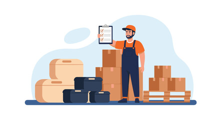 Trustworthy mover confirms delivery checklist with boxes ready to go, offering secure and efficient service for your home or business relocation needs