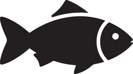 silhouette of a fish with a leaf inside, icon on
