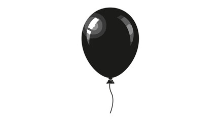 Single black balloon floating against a white background, symbolizing mystery and elegance.