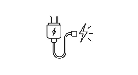 Modern electrical adapter and plug with a lightning bolt symbol indicating power and energy