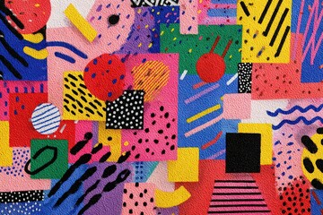 Abstract Composition with Geometric Shapes and Vivid Colors Highlighting Texture and Pattern