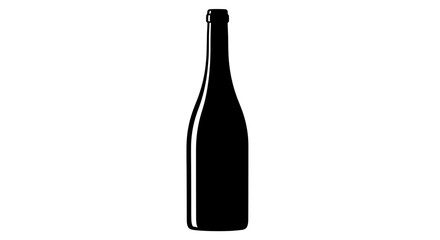 Sleek black wine bottle silhouette against a clean white background, representing elegance and beverage.