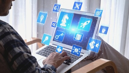 Innovation icons show creativity, teamwork, and project development. Innovation helps organizations...