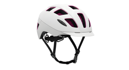 White bicycle helmet with a modern design, isolated on transparent background it is a safety equipment for cycling and other outdoor activities