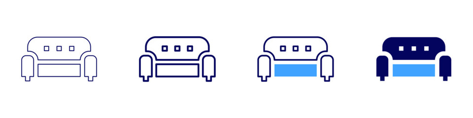 Sofa polyester icon in 4 different styles. Thin Line, Line, Bold Line, Duotone. Duotone style. Editable stroke