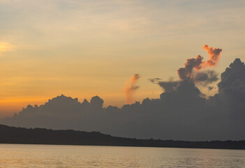 nature background of warm pastel sky at dusk or dawn